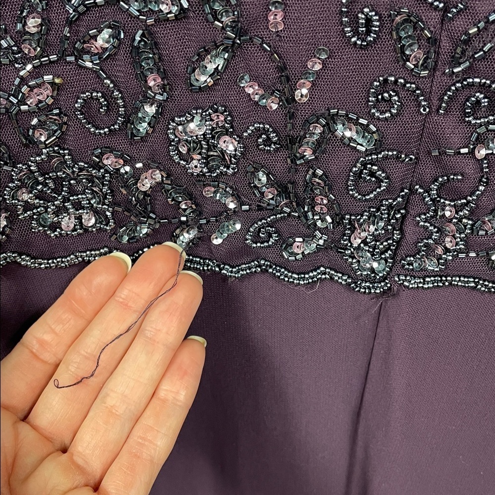 Pisarro Nights Beaded Bodice A Line Gown Maxi Dress Wine Purple Sz 6 - Picture 13 of 13